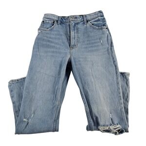 Abercrombie‎ The Kick Flare Ultra High Rise Light Distressed Jeans Womens 27 4R